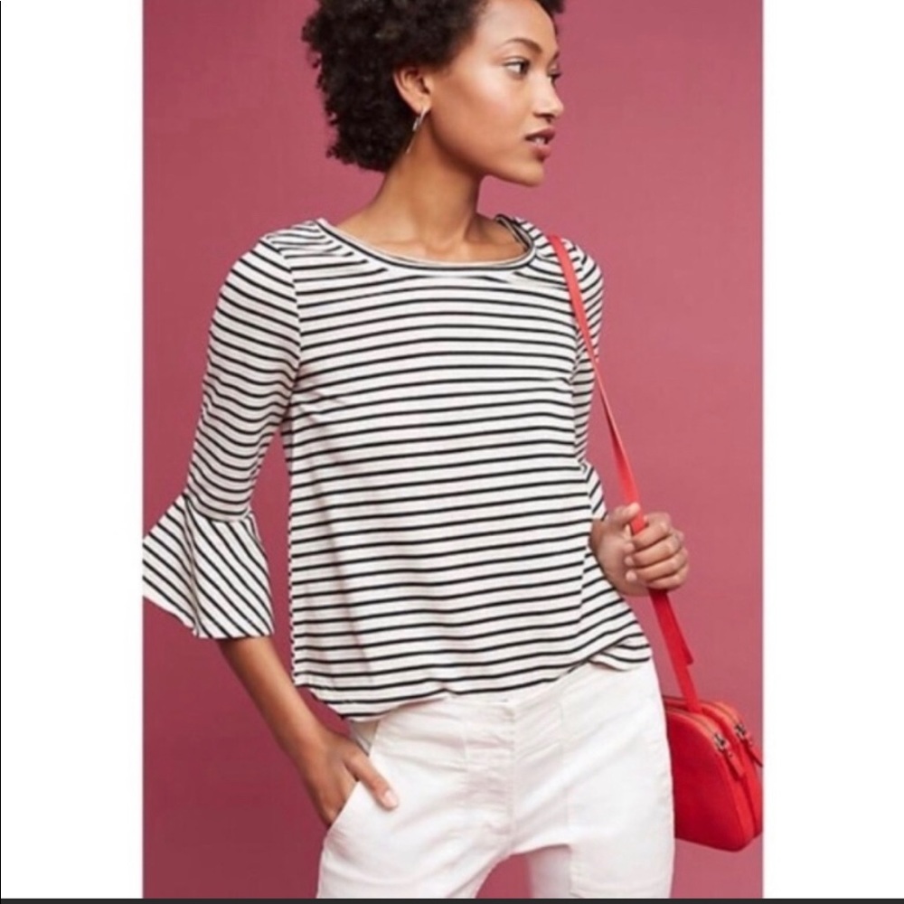 Bell Sleeve Striped Anthropologie Blouse